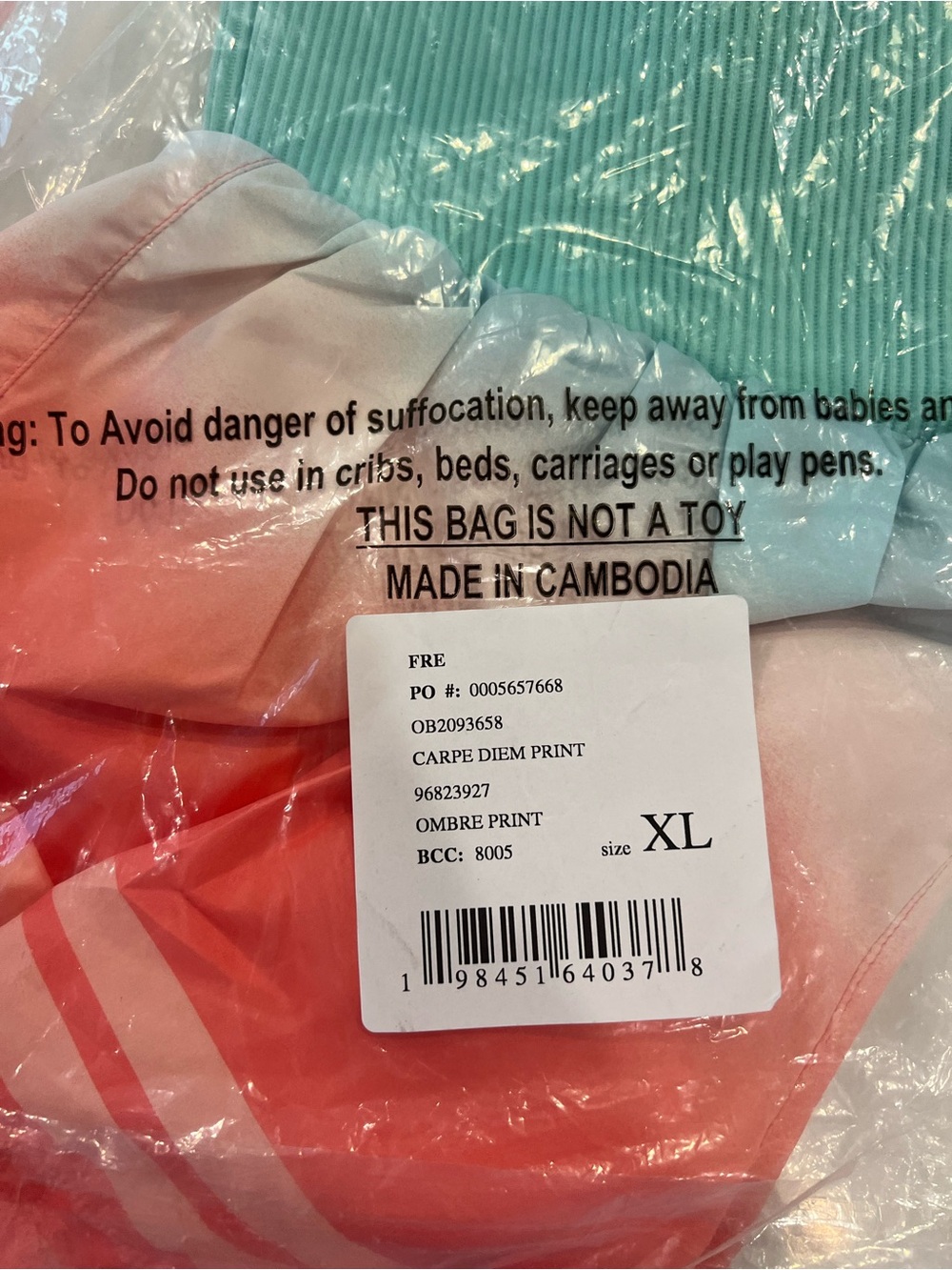 Free People FP Movement Carpe Diem Stripe Shorts Ombre Coral Blue XL NWT - Picture 6 of 6